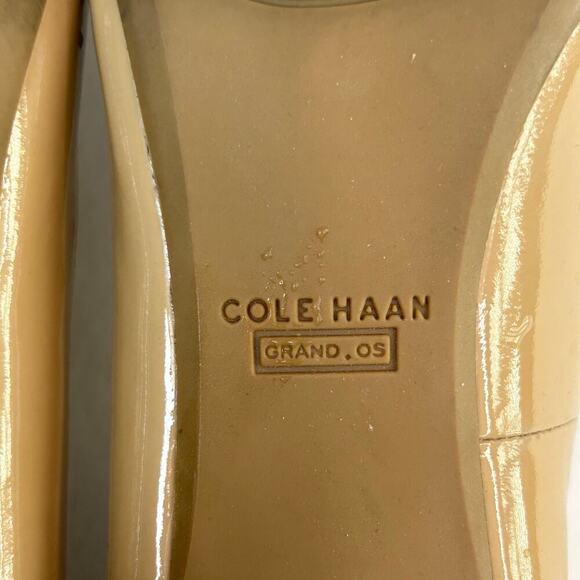 Cole Haan grand os women's tan patent lump pointed toe pumps size 7 1/2 - Picture 8 of 10